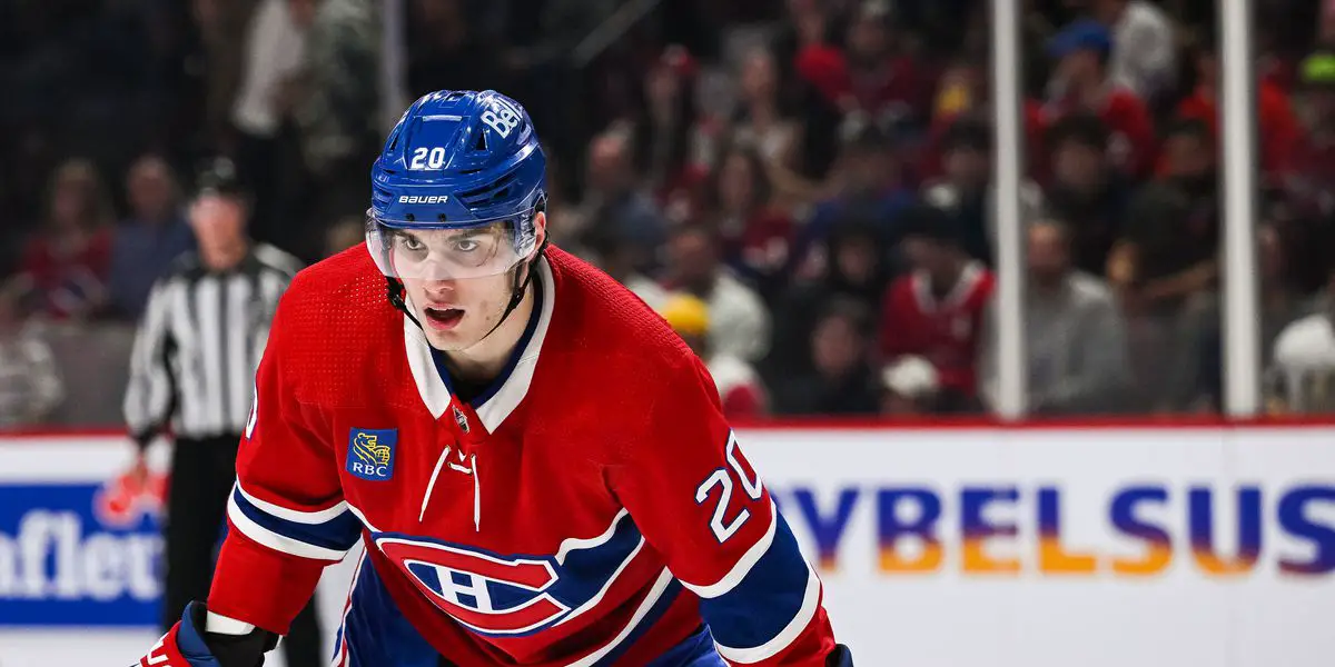 Juraj Slafkovsky skating for the Montreal Canadiens
