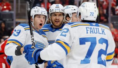 Jake Neighbours expected to return on Blues’ road trip, eager to help ‘get some good mojo going’