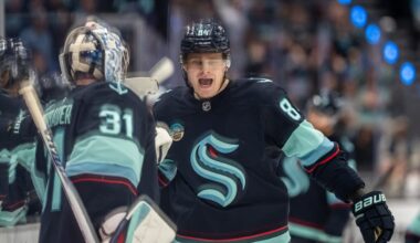 Kraken’s Kaapo Kakko leaves game with lower-body injury