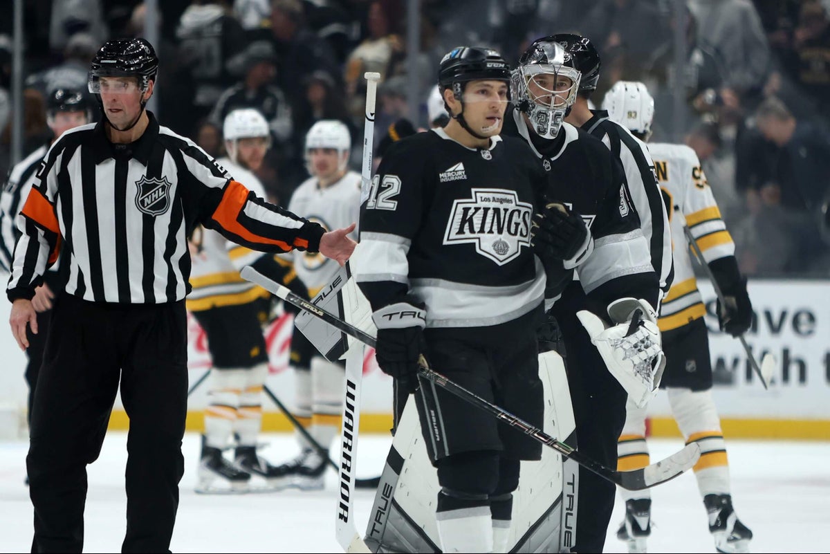 Kings’ Darcy Kuemper apologizes for sticking leg out at Bruins’ David Pastrnak