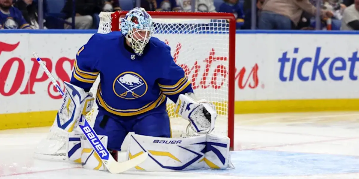 Ukko-Pekka Luukkonen in net for the Buffalo Sabres