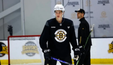 Vashek Blanar skating for the Boston Bruins at development camp