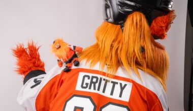 Gritty sports a "shoulder buddy" version of himself.