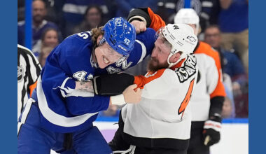 Vasilevskiy makes 20 saves, Hagel has 2 goals and an assist in Lightning's 3-0 win over Flyers