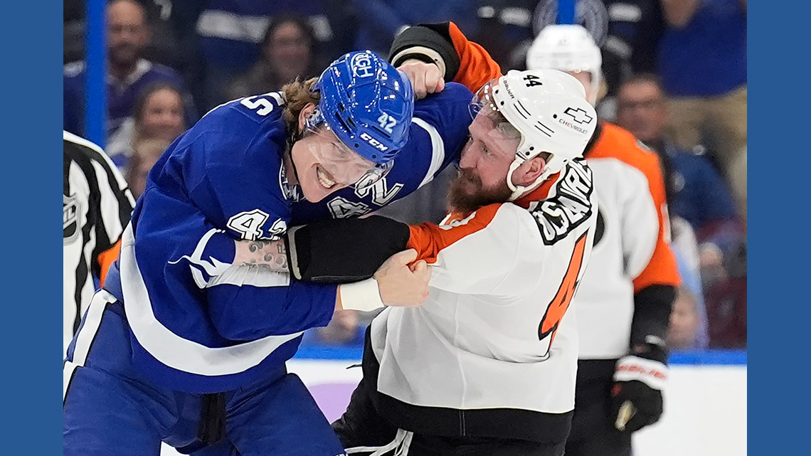 Vasilevskiy makes 20 saves, Hagel has 2 goals and an assist in Lightning's 3-0 win over Flyers