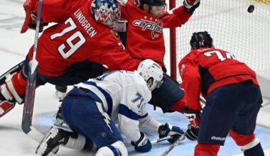 Hagel scores twice as Lightning hold on to top Capitals 5-3