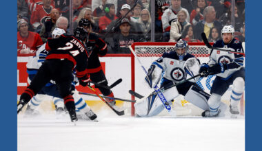Jarvis scores a hat trick as Hurricanes pull away in third period to beat Jets 5-1