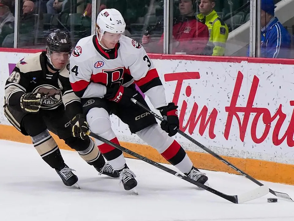  Belleville Senators centre Stephen Halliday, seen in a January 2025 file photo, says he has been working on being more physical this season.