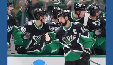 Johnston's power-play goal pushes Stars past Mammoth 4-3