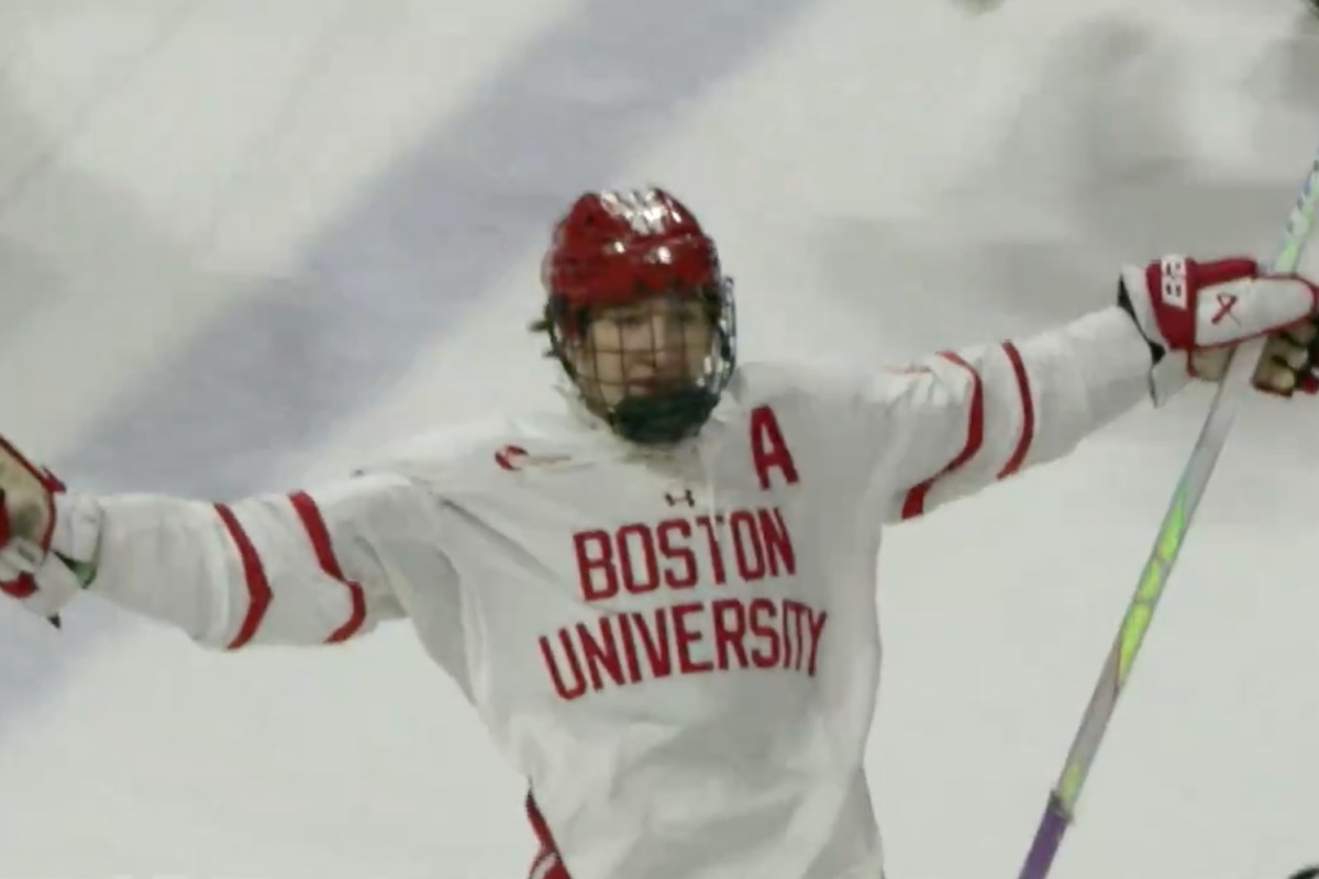 Cole Hutson scores twice for Boston University, including overtime game-winning goal in 4-3 win over Northeastern