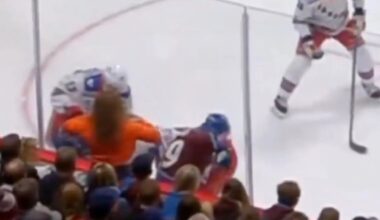 Female NHL fan flashes players at Rangers-Avalanche game from front row as fans gasp at 'distraction'