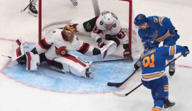 Senators allow three third-period goals in loss to Blues