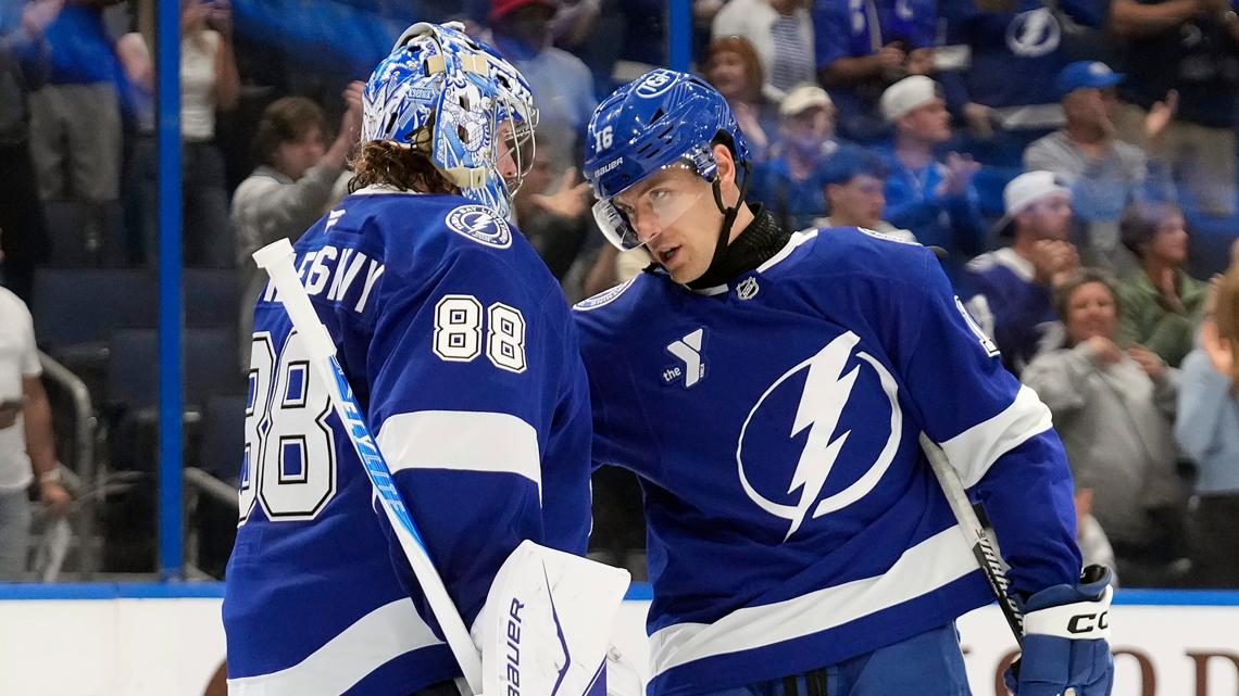 Andrei Vasilevskiy stops 32 shots, Lightning beat Flames 5-1 for 5th straight victory.