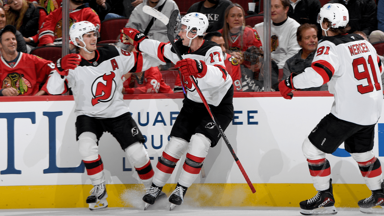 Nemec caps hat trick with OT goal, Devils edge Blackhawks
