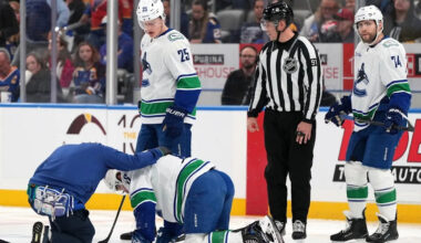 Hit in the jewels? Brock Boeser leaves Canucks game