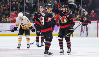 Stutzle, Senators recover to end Bruins' winning streak at 7