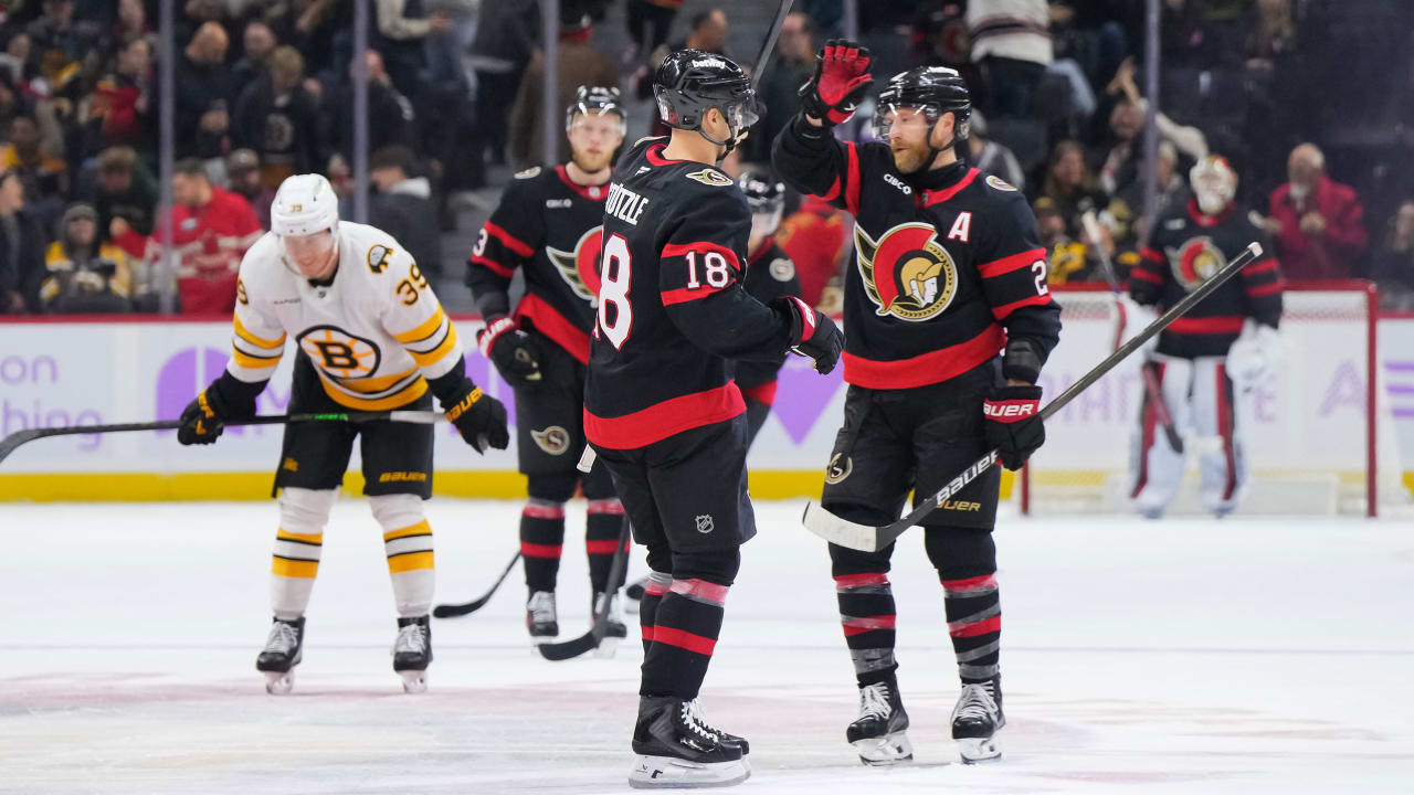 Stutzle, Senators recover to end Bruins' winning streak at 7