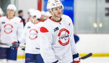 Nic Dowd skates ahead of Capitals game against Lightning but remains out day-to-day and will not play