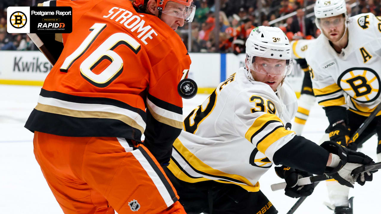 Geekie Scores Twice in Bruins 4-3 Loss to Ducks 