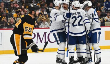 Ekman-Larsson extends point streak as the Maple Leafs rout the Penguins 7-2
