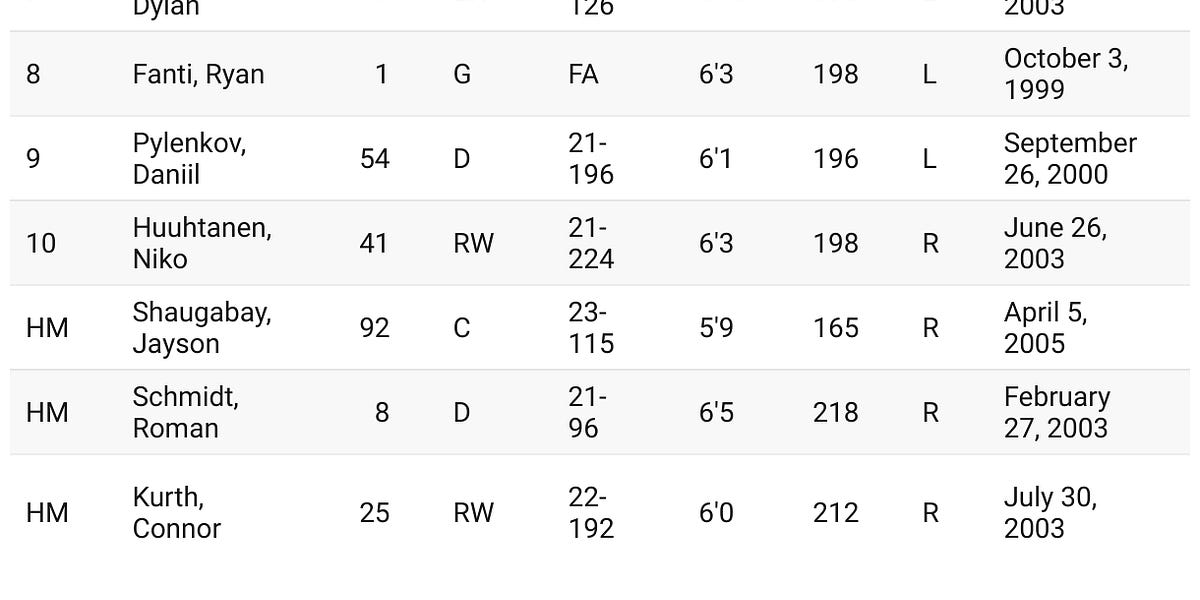 Tampa Bay Lightning Top 10 Prospects