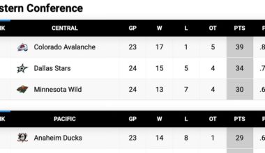 Happy Thanksgiving, let's look at the NHL standings