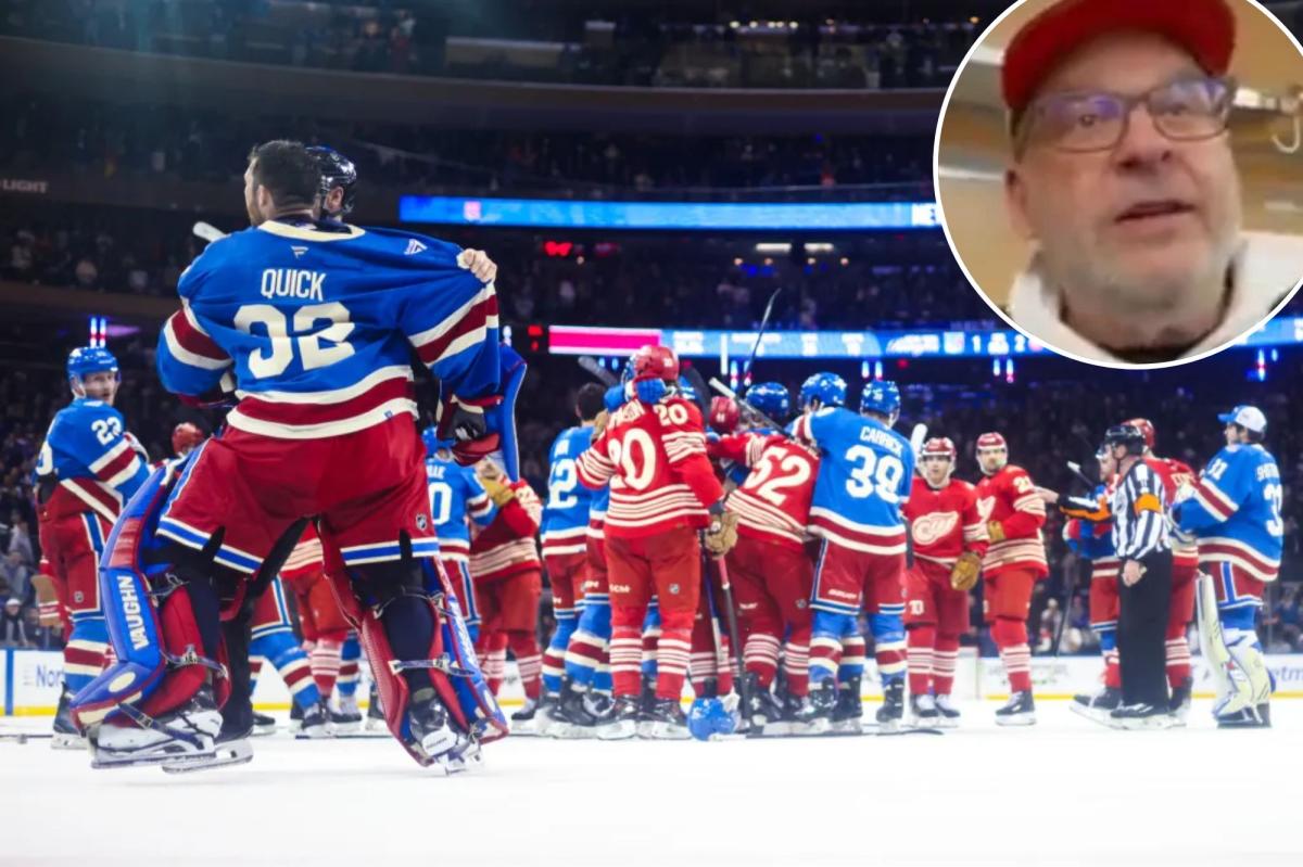 Jeff Garlin asked about Rangers fight during Red Wings locker room visit