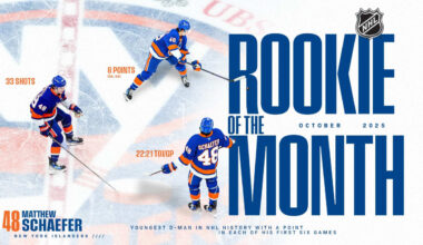 Schaefer Named NHL Rookie of the Month for October