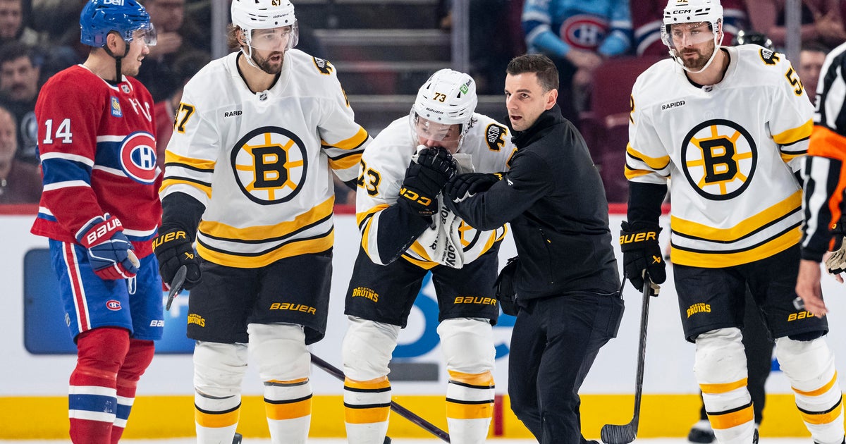 Charlie McAvoy hit in the mouth by a slap shot as Bruins beat Canadiens, 3-2