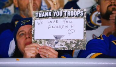 Blues honor service members at Salute to Military Night