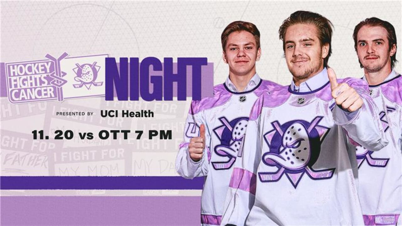 Ducks to Host Hockey Fights Cancer Night Presented by UCI Health Thursday