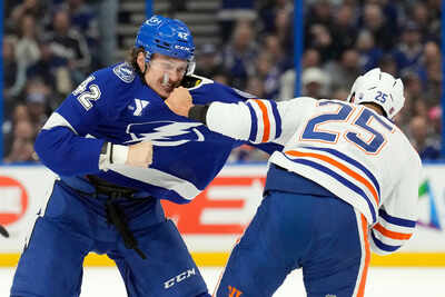 Darnell Nurse responds after Curtis Douglas levels Jake Walman in fiery Oilers at Lightning match