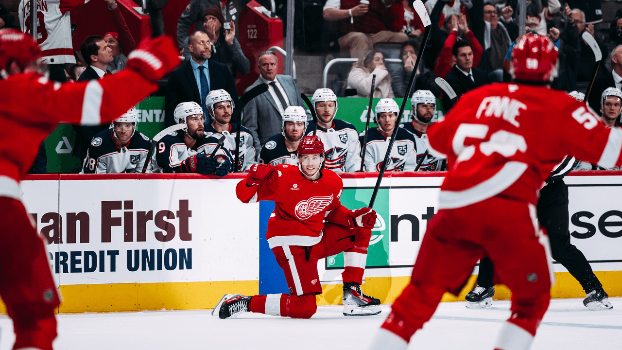 RECAP: ‘The resiliency showed up again’ as Red Wings rally for 4-3 overtime win against Blue Jackets