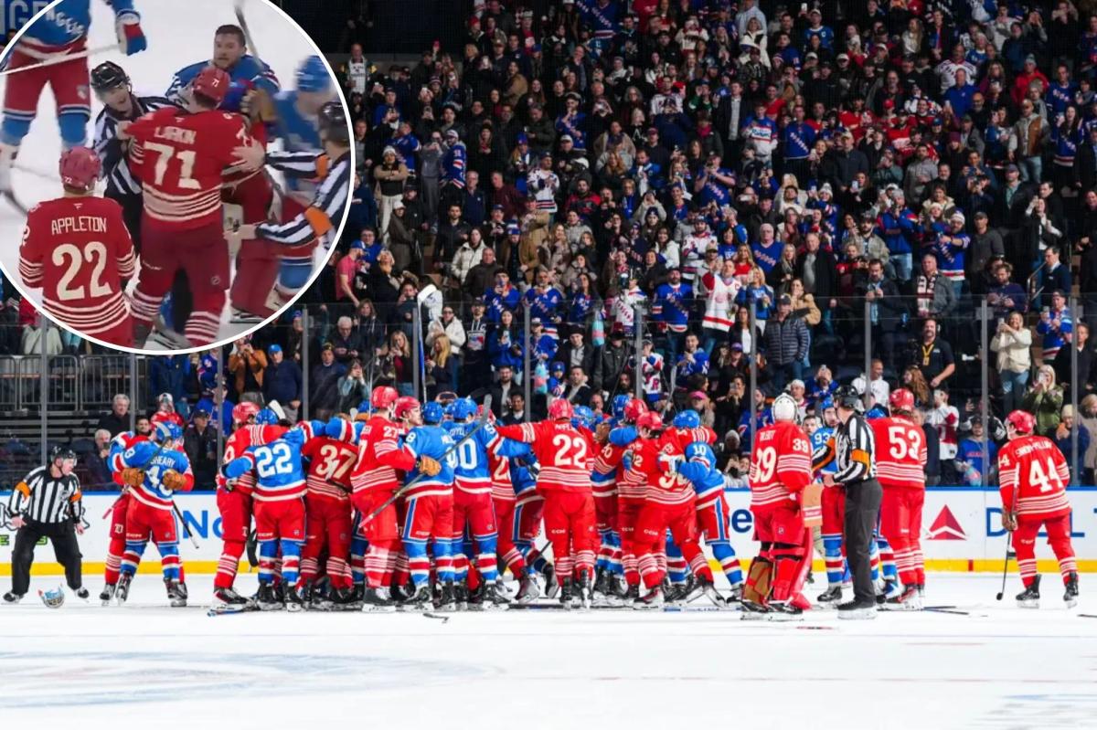 Rangers goalie sparks benches-clearing fight with Red Wings after loss
