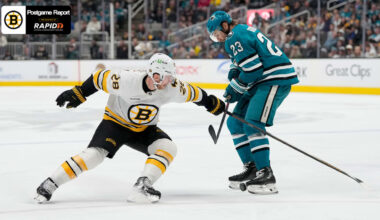 Bruins Fall 3-1 to Sharks, ‘Unfortunate to Leave Points Here’