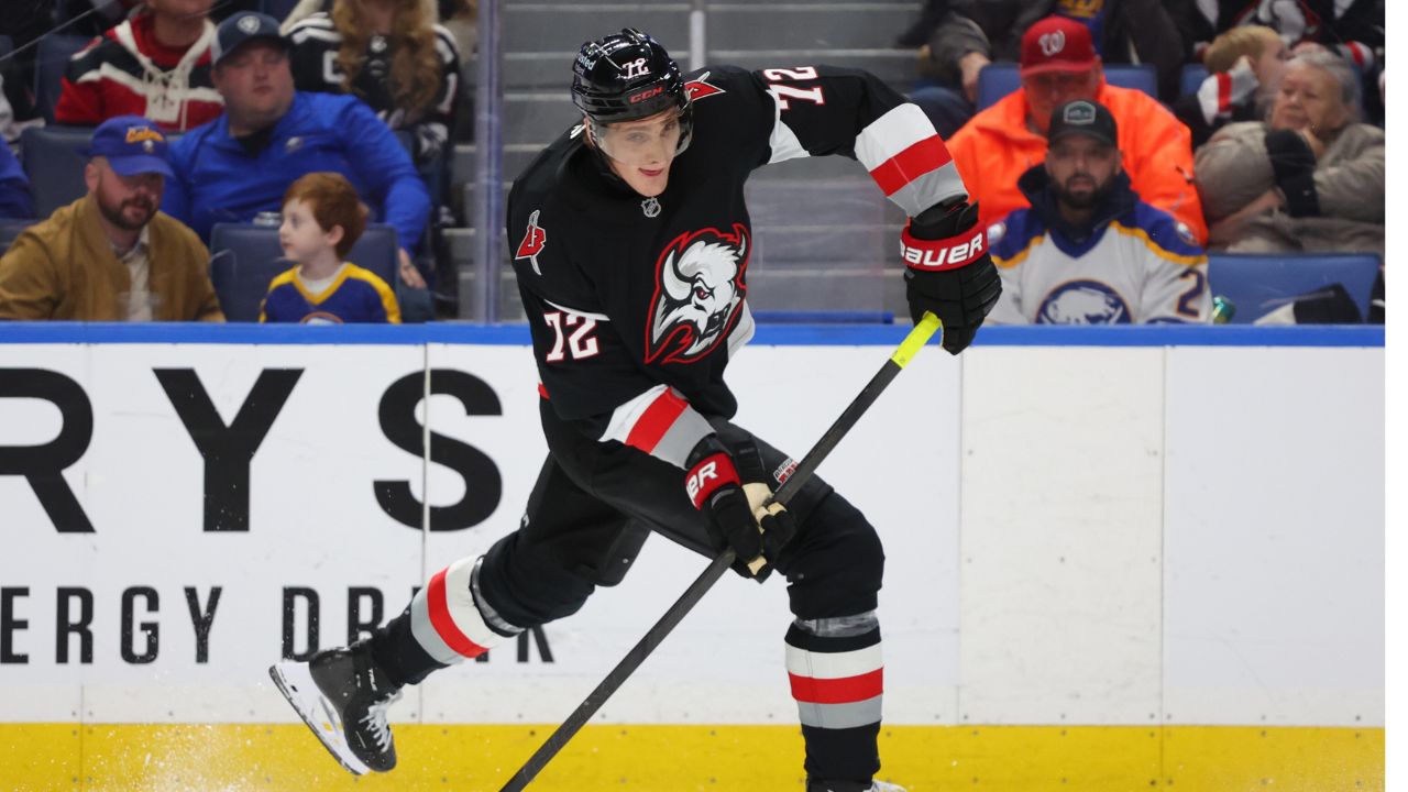 Sabres' Tage Thompson settles old score by fighting Devils' Noesen