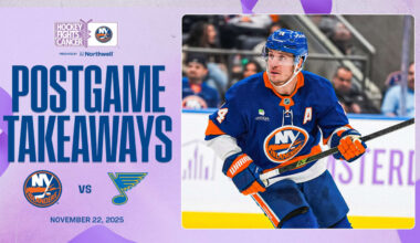 Takeaways: Islanders Fall 2-1 to Blues in Return Home