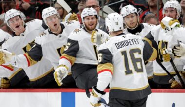 Eichel's 2 late goals help Vegas Golden Knights beat Carolina Hurricanes 6-3