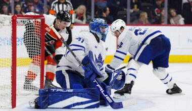 Matthews, Tavares lead Maple Leafs past Flyers 5-2; Tanev stretchered off after collision