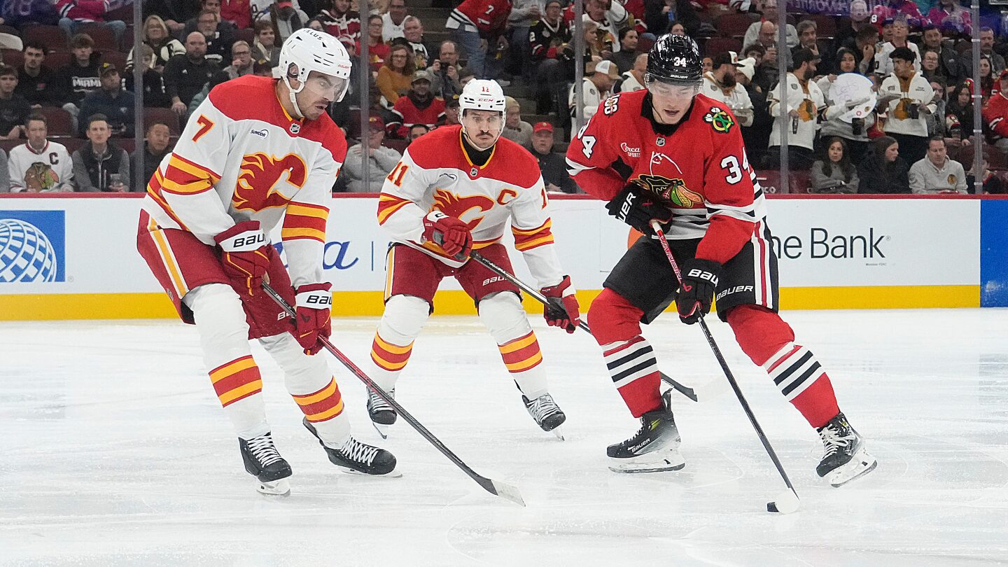 Connor Bedard scores 3 times as the Blackhawks beat the Flames 5-2