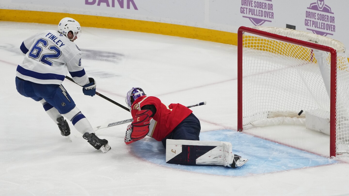 Jack Finley scores 1st NHL goal to help the Lightning beat the Panthers 3-1