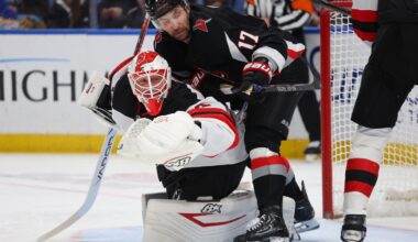 Jake Allen stops 42 shots, Arseny Gritsyuk scores 2 in Devils' 5-0 win over Sabres