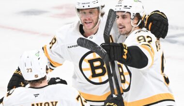 Bruins’ Charlie McAvoy hit in the mouth by a slap shot, exits game against Canadiens