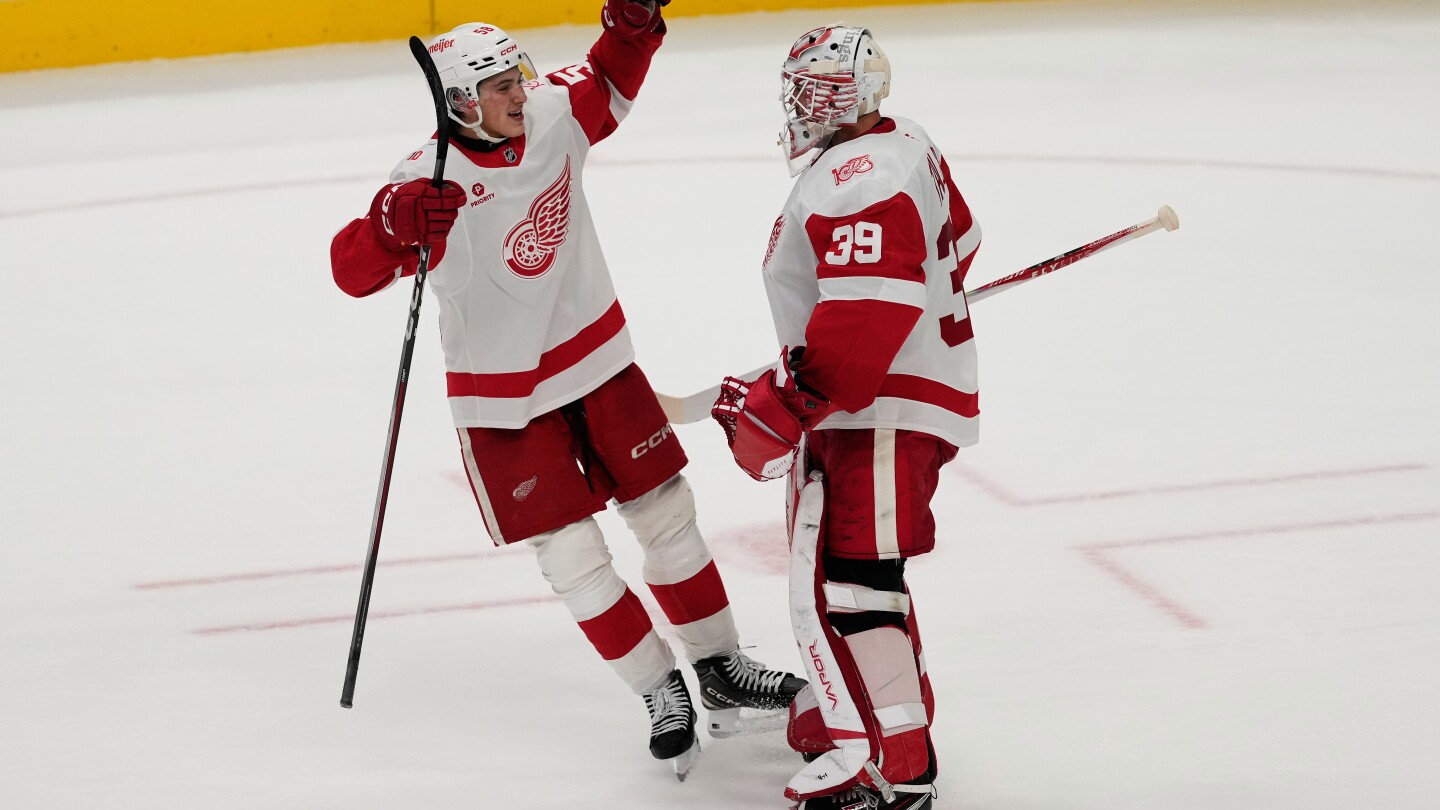 James van Riemsdyk's shootout goal lifts Red Wings over Sharks