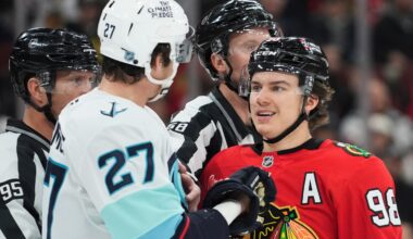 Blackhawks incensed about pivotal penalty call on Connor Bedard in loss to Kraken