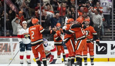 Cutter Gauthier has 1st hat trick in 4-point night to send surging Ducks past Panthers, 7-3