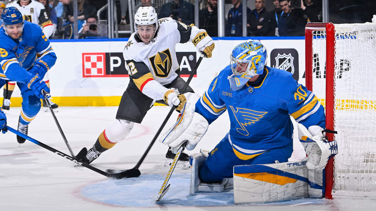 Bowman scores 1st NHL goal, Golden Knights defeat Blues to end 4-game skid