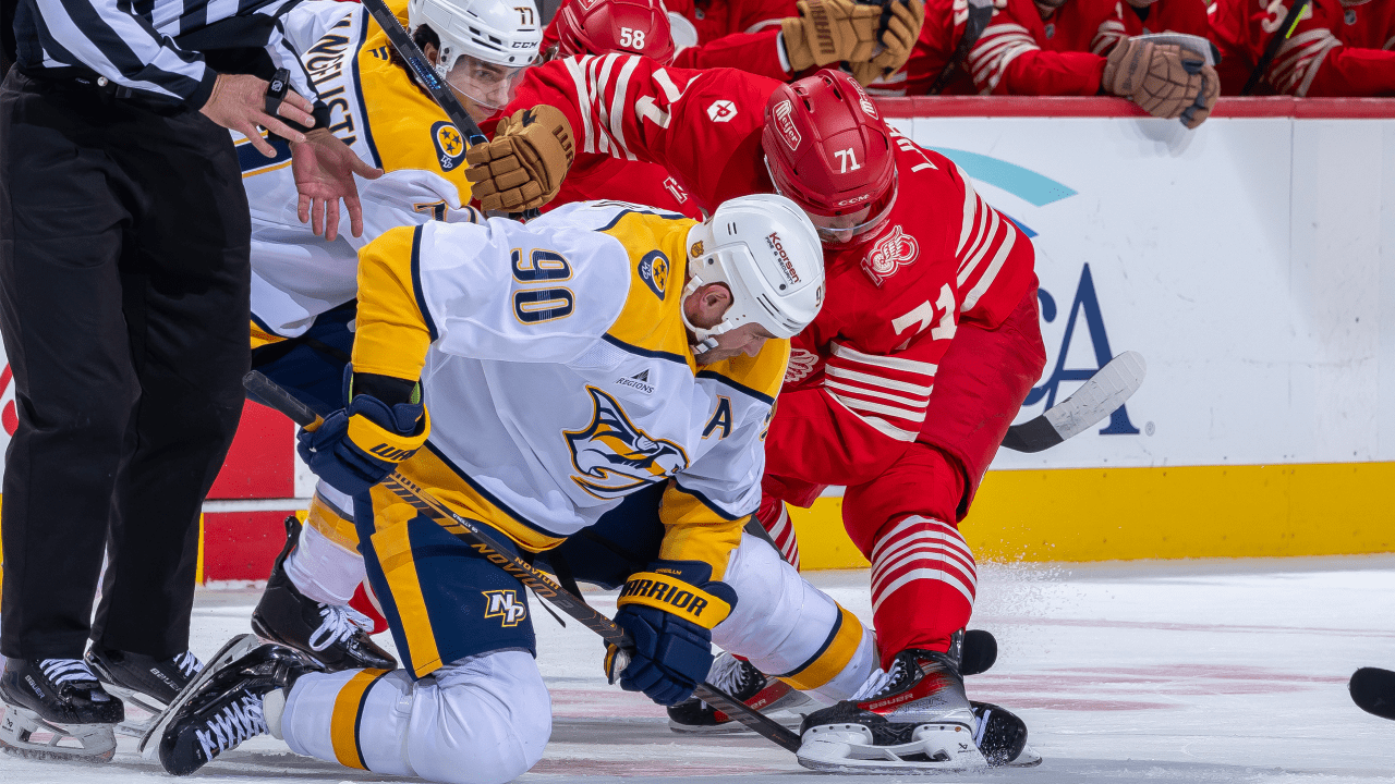 Predators score 5 in 3rd, defeat Red Wings to end 3-game skid