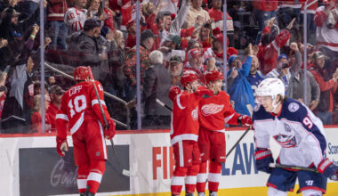DeBrincat scores in OT, Red Wings rally to defeat Blue Jackets