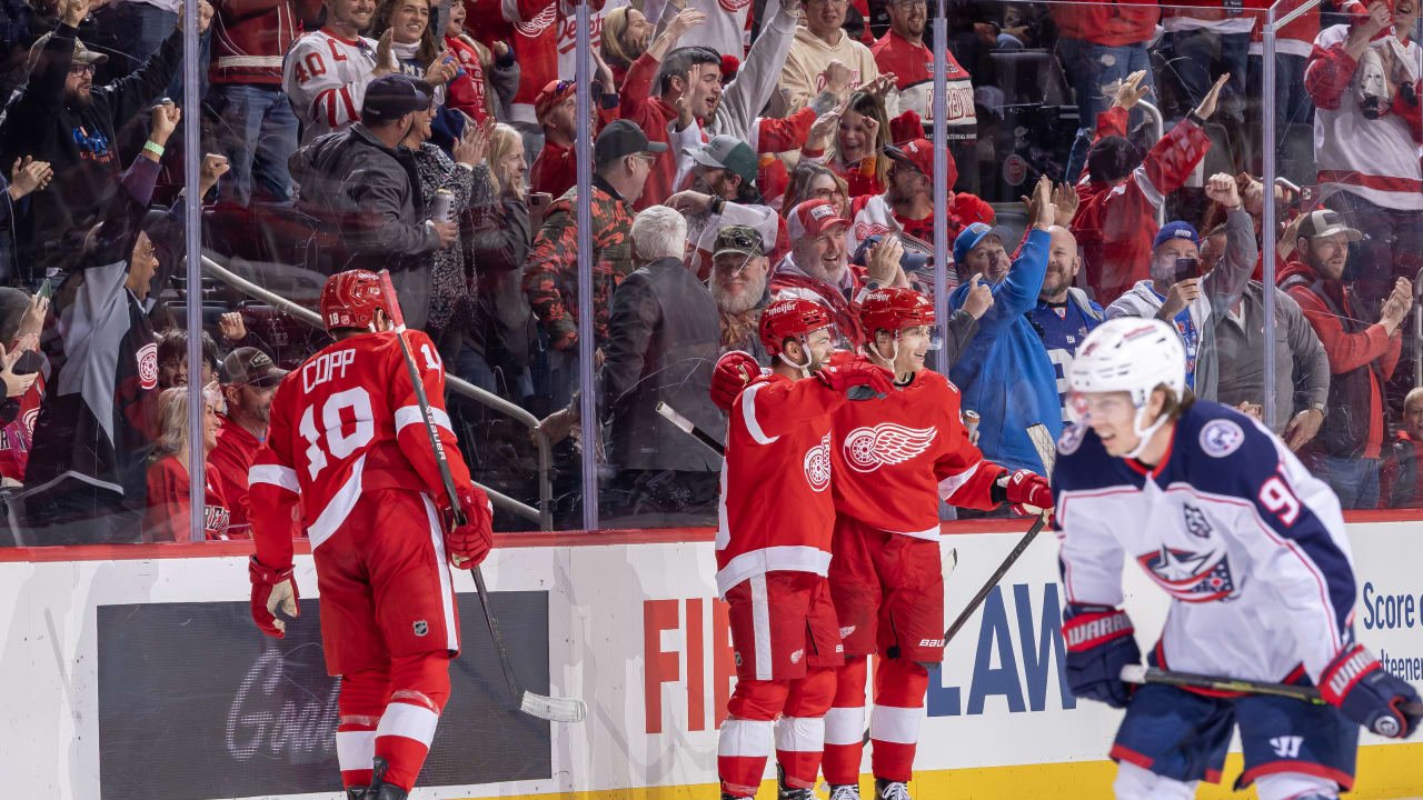 DeBrincat scores in OT, Red Wings rally to defeat Blue Jackets